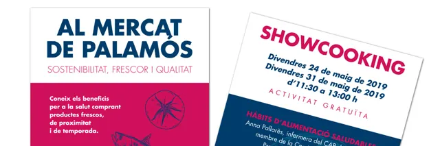 Disseny gràfic i impressió del Showcooking al Mercat de Palamós