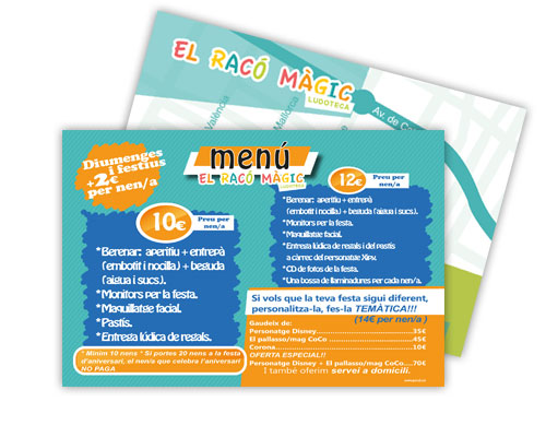 Folleto o flyer de los servicios de El Racó Màgic