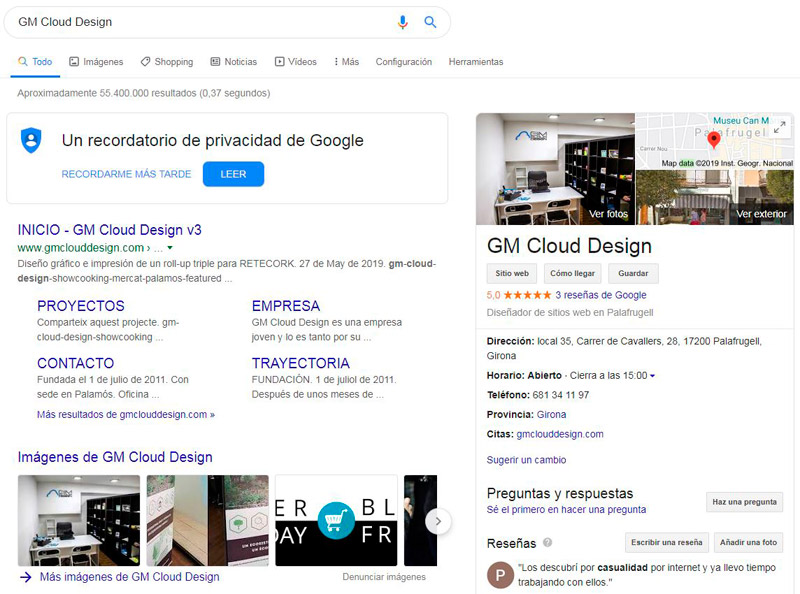 Ficha de Google de GM Cloud Design, Palafrugell (Girona)